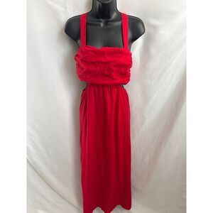 A New Day Long Red Maxi Dress Size M Open Back Sexy Romantic Date Summer Rose